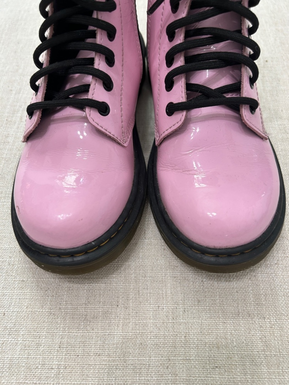 Doc Martens Boots Girls Size 1 Patent Leather Pink Moto Lace Up Girly - Picture 13 of 14